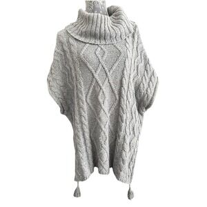 Sonoma L/XL women's gray chunky knit sweater/cape colored speckled cowl neck